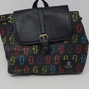 Loungefly Sourpatch Kids Multicolor All Over Pattern. Cinch Backpack
